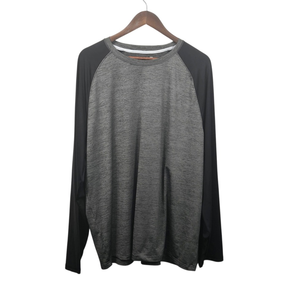 IZOD Mens Sleepwear Long Sleeve Raglan Shirt Top XLarge Gray Black Heather